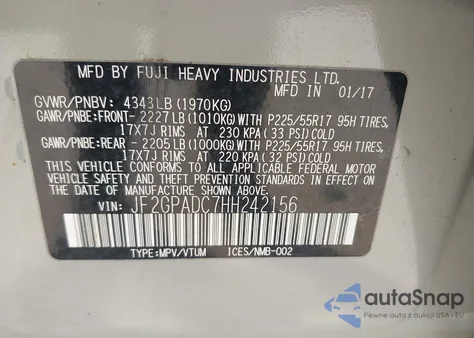 2017 Subaru Crosstrek 2.0I Premium из США, поврежденный, VIN JF2GPADC7HH242156